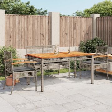 Vidaxl 5 Piece Garden Dining Set With Cushions Grey Poly Rattan