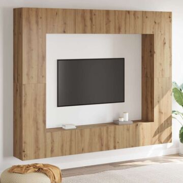 Vidaxl Tv Cabinet With Storage With Door 8 Pcs Brown 221 X 30 X 180 Cm Wood