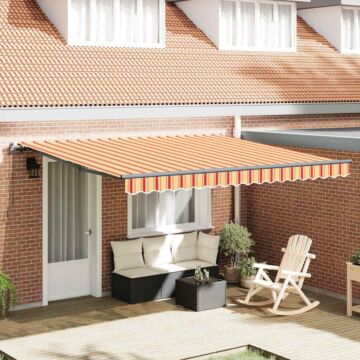 Vidaxl Manual Retractable Awning Yellow And Orange 400x300 Cm