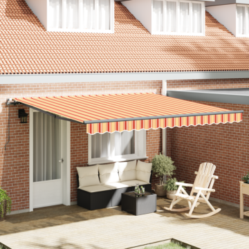 Vidaxl Manual Retractable Awning Yellow And Orange 400x300 Cm