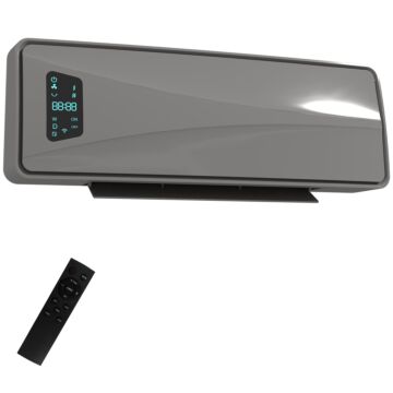 Homcom 2000w Ceramic Electric Heater With Fan, Adjustable Thermostat, Wall Mounted - Grey
