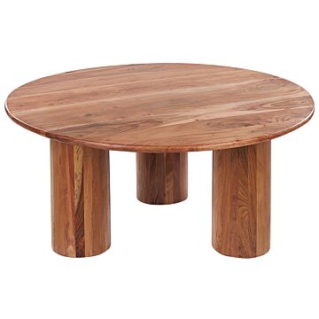 Coffee Side Table Light Wood Acacia Wood Table Top Wooden Legs Modern Traditional Design Living Room Beliani