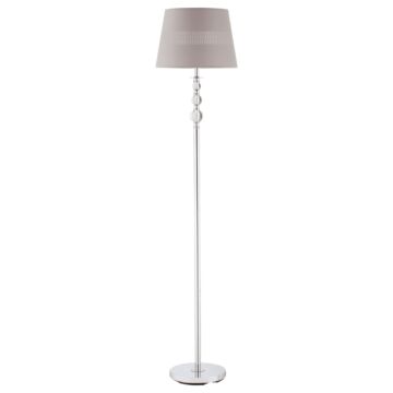 Homcom Floor Lamp With Hollow Out Fabric Shade, Chrome Base, Elegant Decoration For Bedroom, Living Room, Study, Grey