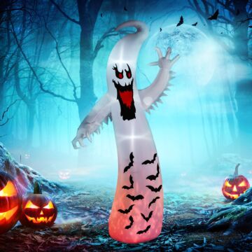 Outsunny 11.8ft Tall Halloween Inflatable Spooky Ghost, Blow Up Outdoor Halloween Decoration With Build-in Leds And Rotating Light, Party