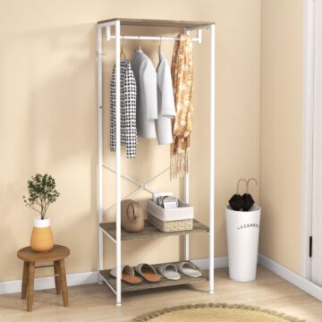 Homcom Hallway Coat Rack And Shoe Bench Tree - Grey