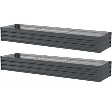 Outsunny 60 X 240cm Galvanised Steel Planter, With Open Bottom, Pack Of 2