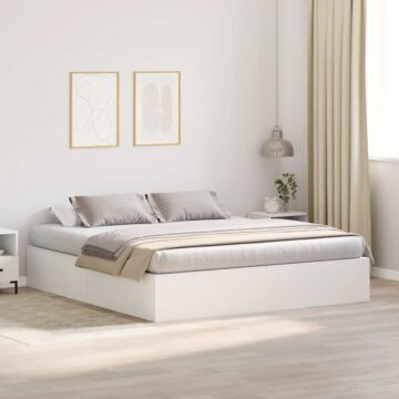 Vidaxl Bed Frame White Wood King Storage Bed Frame Rectangular