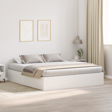 Vidaxl Bed Frame White Wood King Storage Bed Frame Rectangular