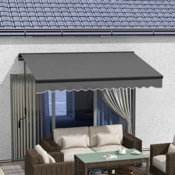 Outsunny 3 X 2m Aluminium Frame Electric Awning, Retractable Awning Sun Canopies For Patio Door Window, Dark Grey