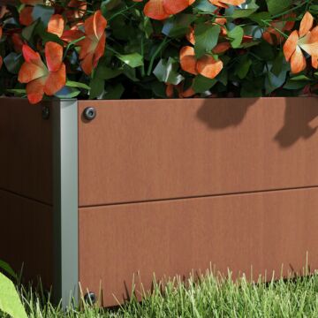 Outsunny Raised Bed For Garden, Planter With Trellis For Climbing Plants, Vines, Planter Box With Drainage Gap, Light Brown