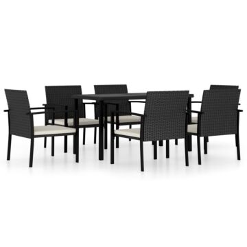 Vidaxl 7 Piece Outdoor Dining Set Poly Rattan Black