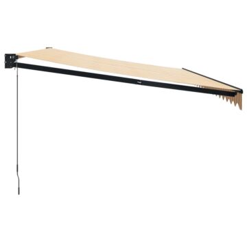 Vidaxl Retractable Awning Yellow And White 5x3 M Fabric And Aluminium