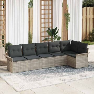 Vidaxl 6 Piece Garden Sofa Set With Cushions Light Grey Poly Rattan