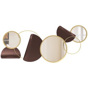 Homcom Metal Wall Art, Modern Decorative Mirror Decor, Hanging Home Wall Decoration For Living Room Bedroom Dining Room, Gold Tone