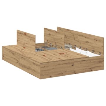 Vidaxl Bed Frame Artisan Oak Engineered Wood Double Storage Bed Frame