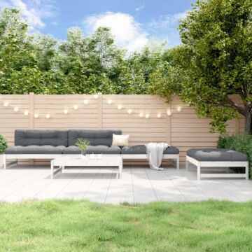 Vidaxl 5 Piece Garden Lounge Set White Solid Wood Pine