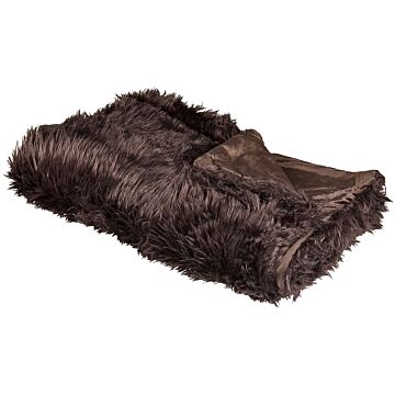 Bedspread Brown Soft Fabric 150 X 200 Cm Faux Fur Blanket Beliani