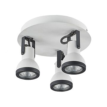 3 Light Ceiling Lamps White And Black Metal Swing Arm Cone Shade Spotlight Design Round Rail Beliani
