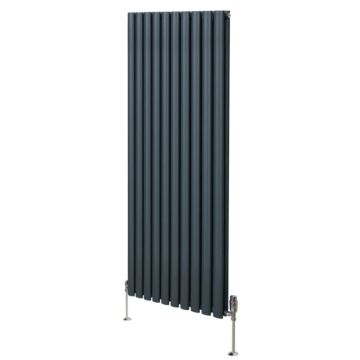 Oval Column Radiator & Valves - 1600mm X 600mm – Anthracite Grey