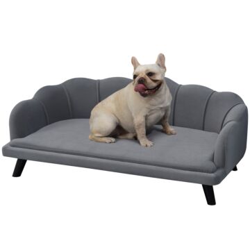 Pawhut Dog Sofa For Medium Large Dogs, Shell Shaped Pet Couch Bed With Legs Cushion Washable Cover, Grey
