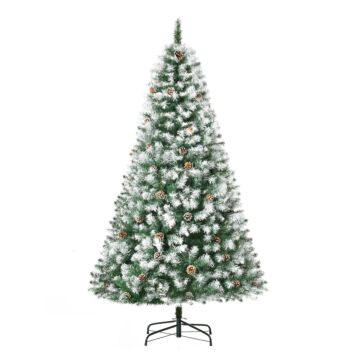 Homcom 6ft Artificial Christmas Tree With Pine Cones, Automatic Open, Green