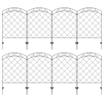 Outsunny Decorative Garden Fencing, 43in X 11.4ft Picket Fence Panels, 8pcs Rustproof Steel Wire Landscape Flower Bed Border Edging