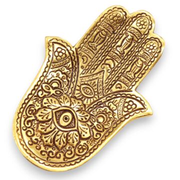 Gold Aluminium Small Hamsa Incense Holder