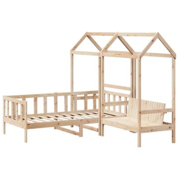 Vidaxl Day Bed And Bench Set With Roof 80x200 Cm Solid Wood Pine