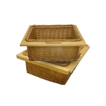 2 X Pull Out Wicker Kitchen Baskets 600mm