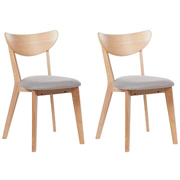 Set Of 2 Dining Chairs Light Wood Rubberwood Seat Pad Accent Dining Seat Modern Traditional Design Beliani