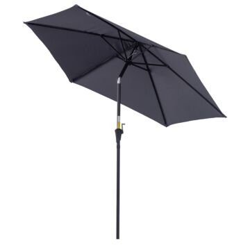 Outsunny 2.7 M Patio Umbrella, Aluminum Frame-grey