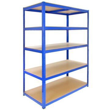 Monster Racking T-rax Strong Storage Shelves, Blue, 120cm W, 60cm D, Set Of 5