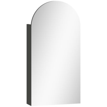 Homcom Arched Bathroom Mirror Cabinet With Adjustable Glass Shelves - Black