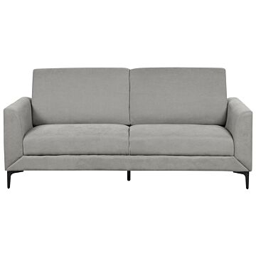 Sofa Grey Fabric Polyester Upholstery Black Legs 3 Seater Retro Style Living Room Furniture Beliani