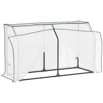 Outsunny Mini Greenhouse Portable Garden Growhouse For Plants With Zipper Design For Outdoor, Indoor, 120 X 45 X 70cm, White