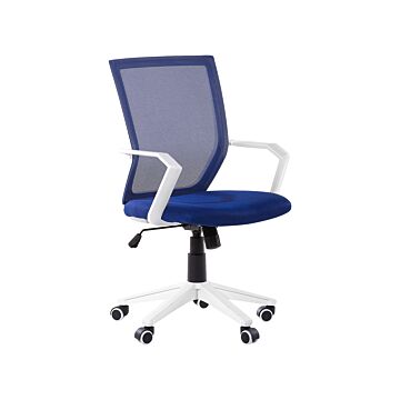 Office Chair Blue Mesh White Frame Swivel Adjustable Beliani