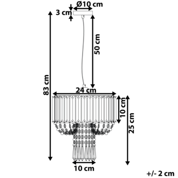 Pendant Lamp Transparent Metal Acrylic Glass 83 Cm Decorative Chandelier Gloss Finish Glam Beliani