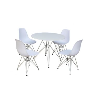 Bianca Round Dining Table Matt White & Steel Chrome Legs