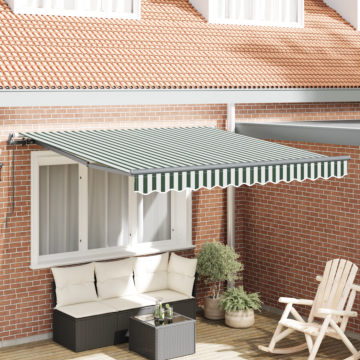 Vidaxl Manual Retractable Awning Green And White 350x250 Cm