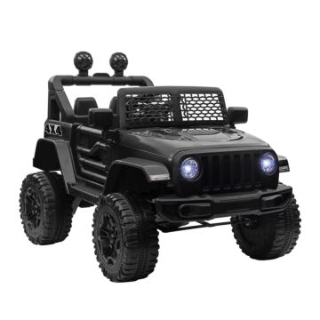 Homcom 12v Battery-powered 2 Motors Kids Electric Ride On Car Truck Off-road Toy With Parental Remote Control Horn Lights For 3-6 Years Old Black