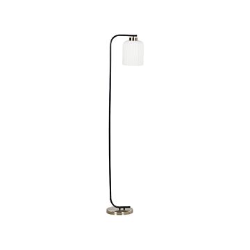 Floor Lamp Black And Brass Metal With White Glass Shade Modern Industrial Design Beliani