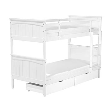 Double Bank Bed With Storage White Pine Wood Eu Single Size 3ft High Sleeper Children Kids Bedroom Beliani