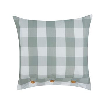 Scatter Cushion Mint Green Fabric 45 X 45 Cm Checked Pattern Cottage Style Textile Beliani
