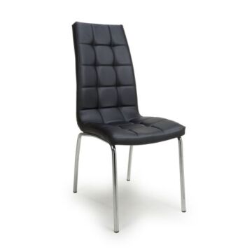 Jenner Leather Effect Black/chrome Dining Chair