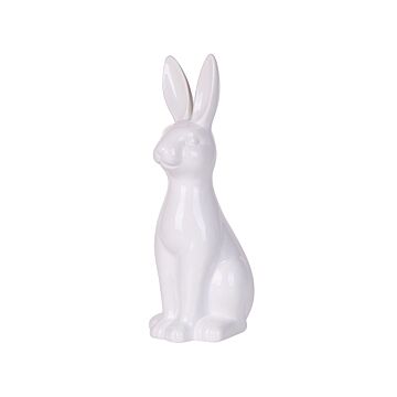 Decorative Figurine White Ceramic Tall 39 Cm Accent Piece Easter Decoration Living Room Beliani