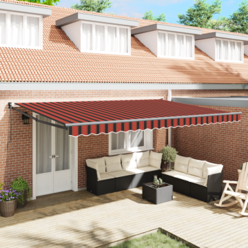 Vidaxl Manual Retractable Awning Orange And Brown 500x300 Cm