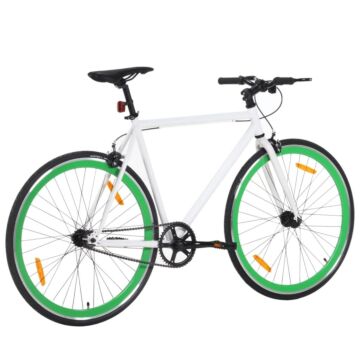 Vidaxl Fixed Gear Bike White And Green 700c 55 Cm