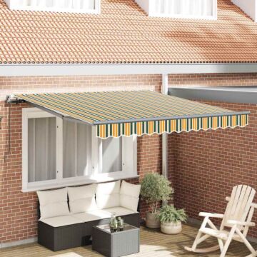 Vidaxl Manual Retractable Awning Green And Yellow 350x250 Cm