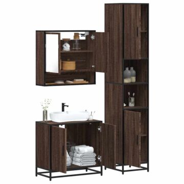 Vidaxl 4 Piece Bathroom Furniture Set Brown Oak Engineered Wood