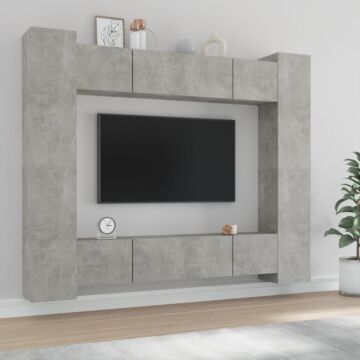 Vidaxl 8 Piece Tv Cabinet Set Concrete Grey Engineered Wood